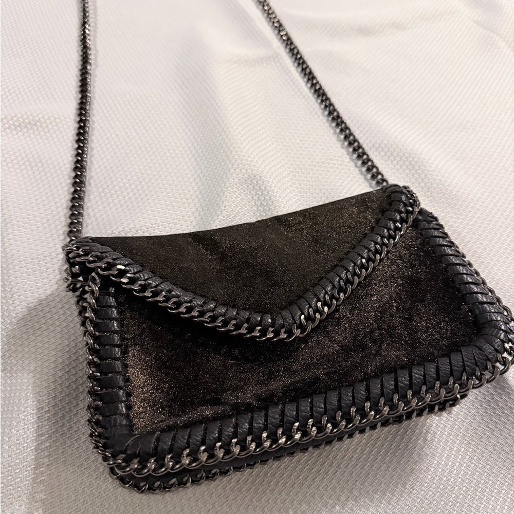 Sondra Roberts Shimmery Brown Velvet Chain Clutch